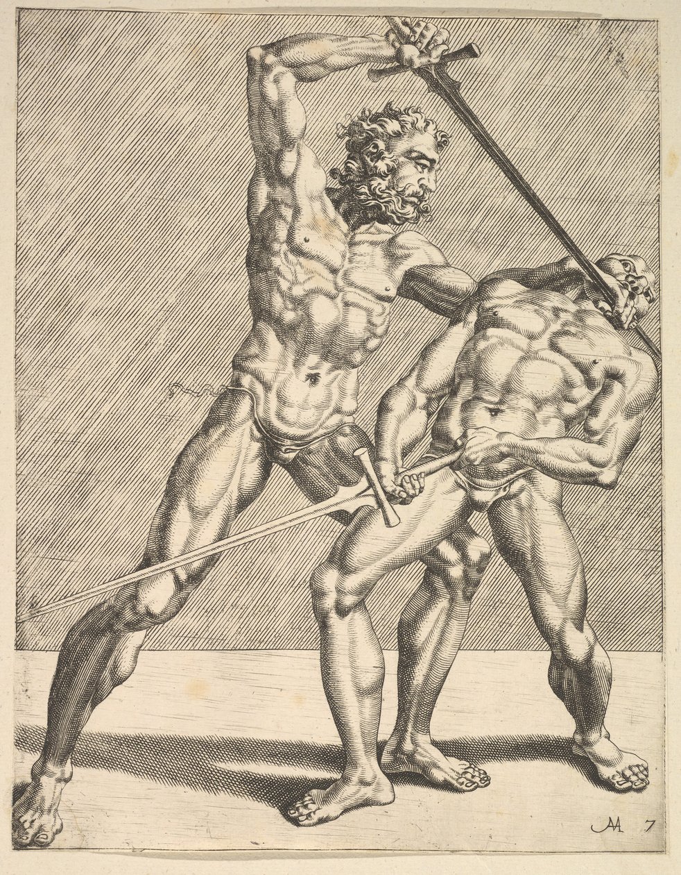 To fektere, fra Fencers, plate 7, 1552 av Dirck Volkertsen Coornhert