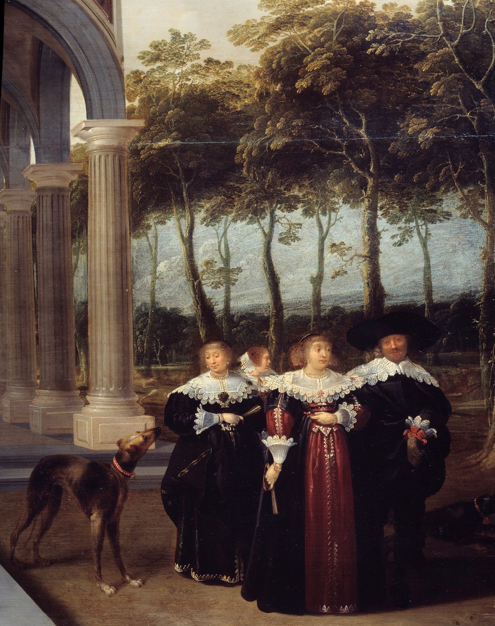 Par går Detalj av maleriet "" Bowlingspillerne"" Maleri av Dirck Van Delen (1605-1671) av Dirck van Delen