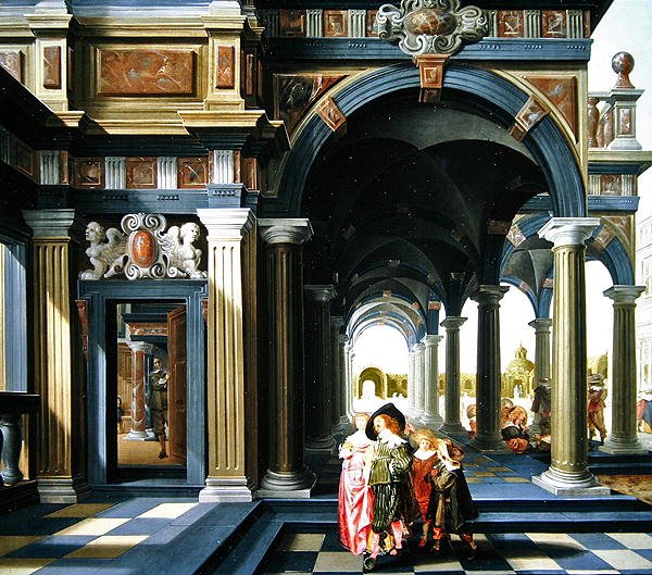 Elegante figurer i en loggia, 1635 av Dirck van Delen