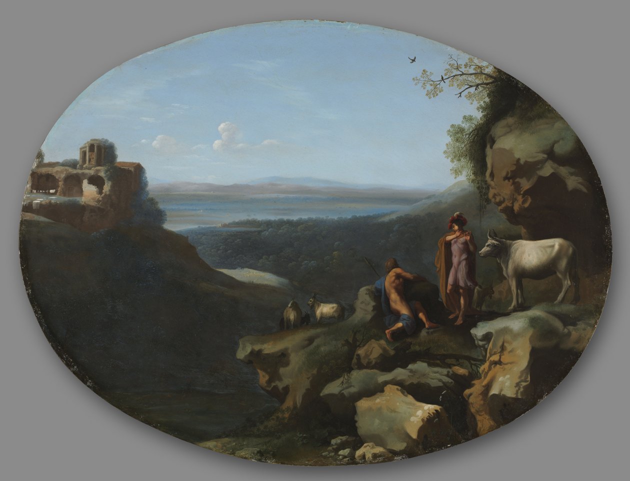 Merkur og Argus i et landskap, ca. 1635. av Dirck van der Lisse
