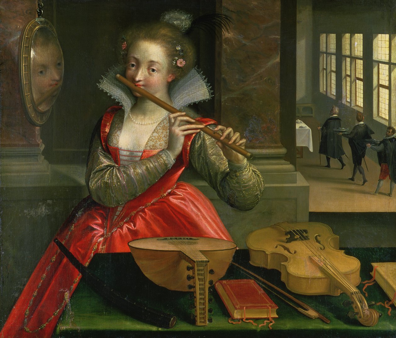 Allegory of Music (fløytespilleren), ca. 1600 av Dirk de Quade van Ravesteyn