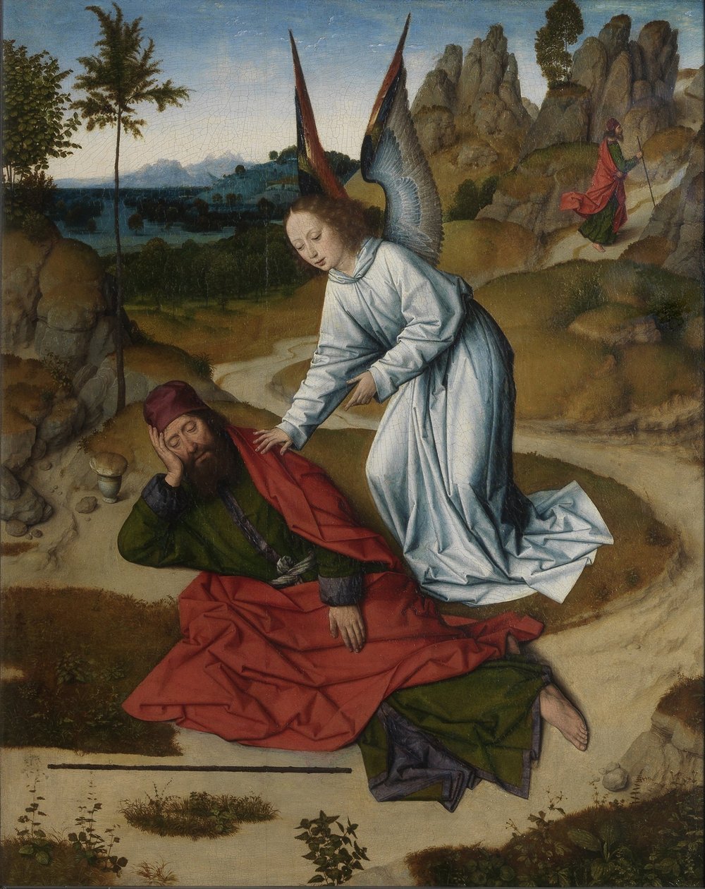 Nattverd-altertavlen: Elijah i villmarkens høyre fløy, 1464-1468 av Dirk Bouts