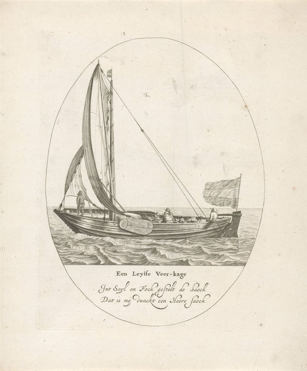Leiden ferge En Leytse Veer-kage (tittel på objekt) Åtte forskjellige nederlandske typer innlandsfartøyer (serietittel) av Dirk Eversen Lons