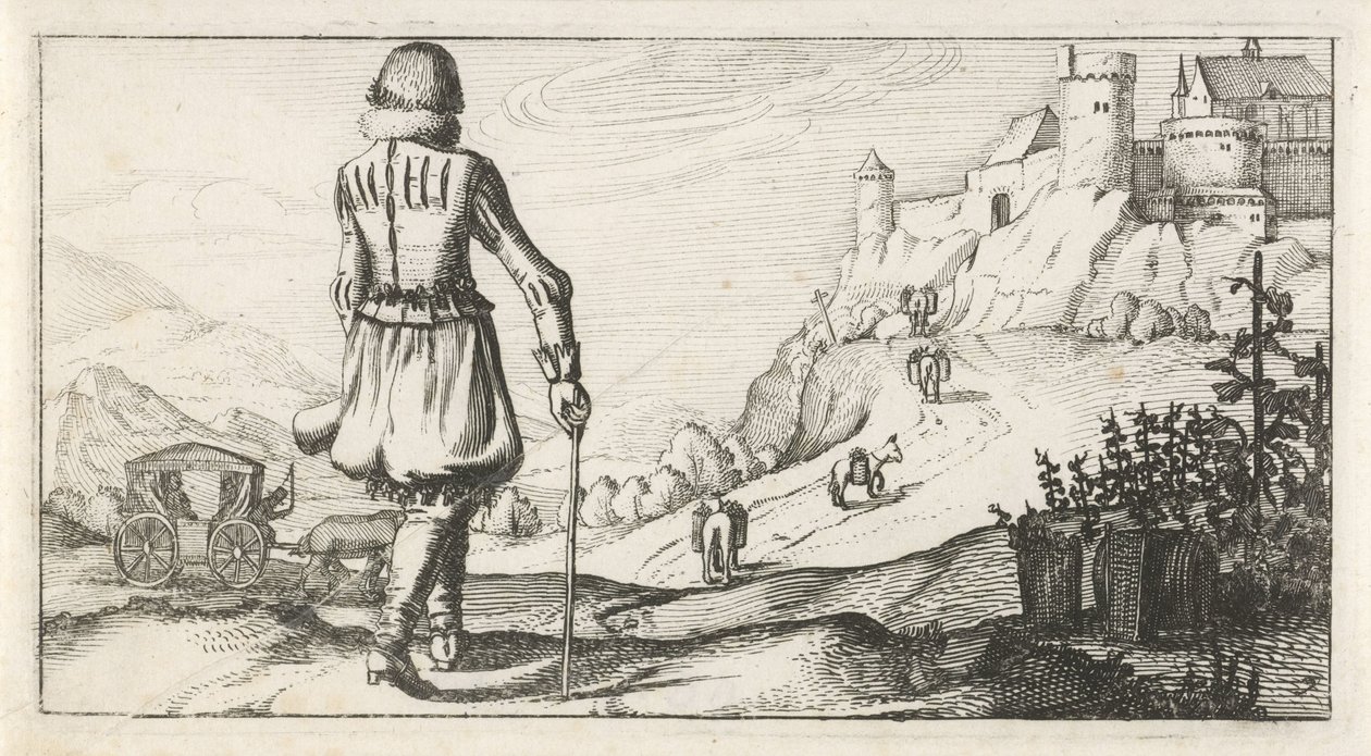 Mann i rykk i et fjelllandskap Nederlandske kostymer for kvinner og menn, 1622 (serietittel) av Dirk Eversen Lons