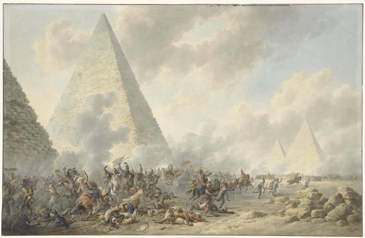 Slaget ved pyramidene Slaget ved pyramidene, 21. juli 1798 av Dirk Langendijk