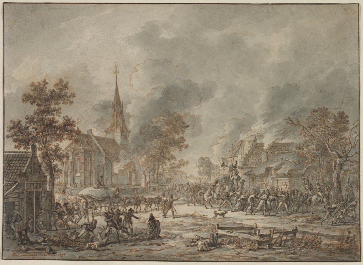 Plyngende soldater, 1794. av Dirk Langendyk