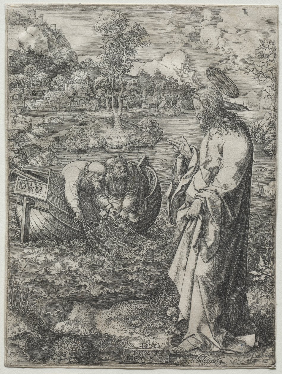 Jesus kaller til St. Peter og St. Andreas, 1523. av Dirk Vellert