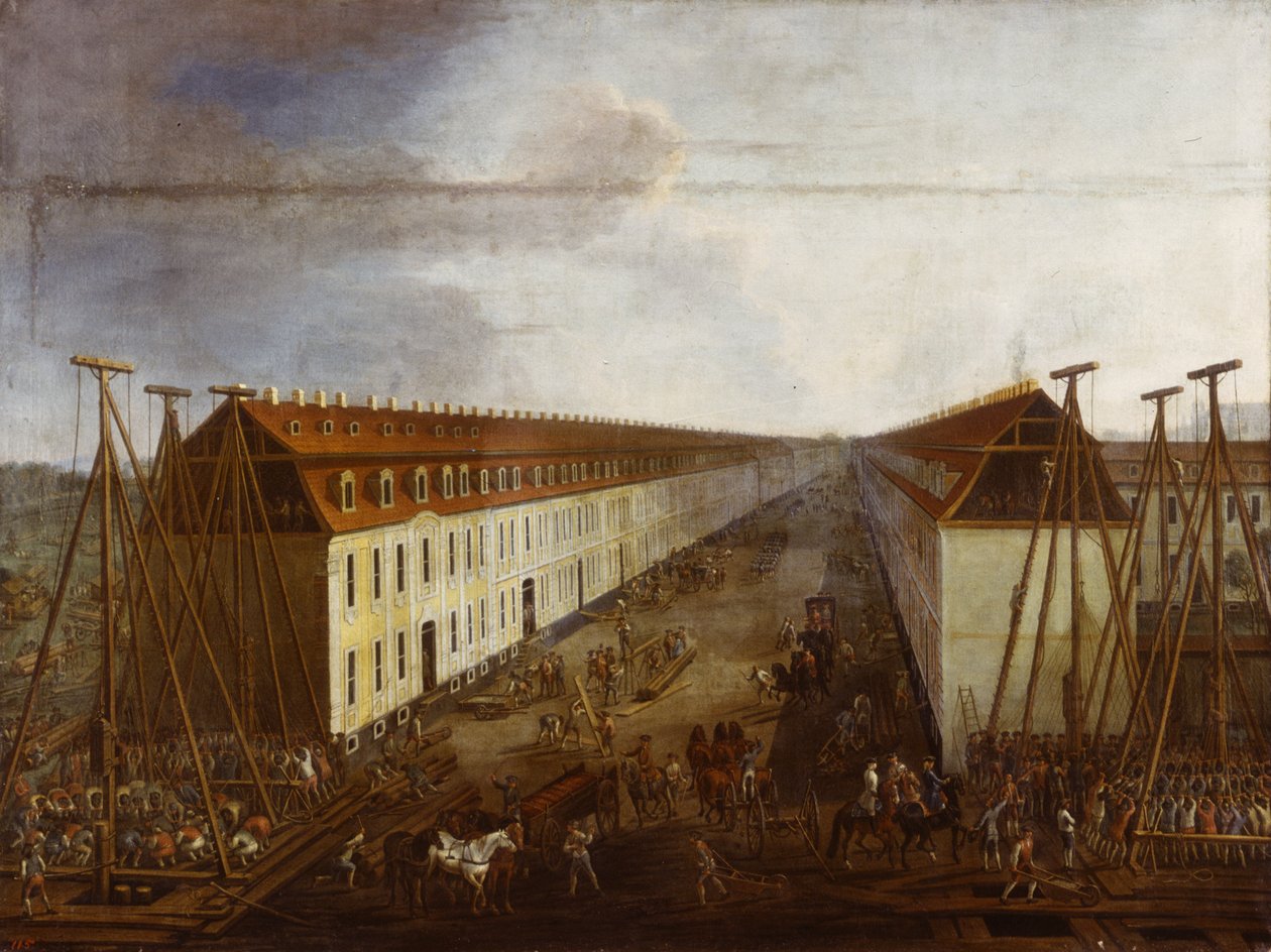 Byggearbeider på Friedrichstrasse i Berlin, ca. 1735 av Dismar Degen