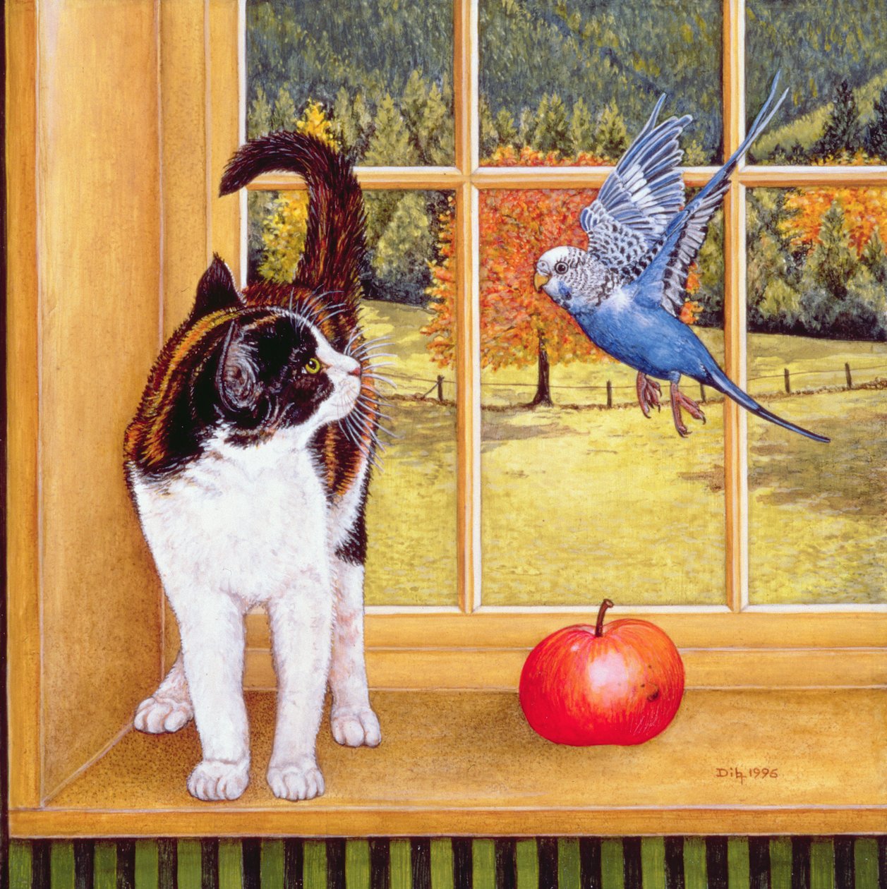 Fugletitting, 1996 (akryl på panel) av Ditz
