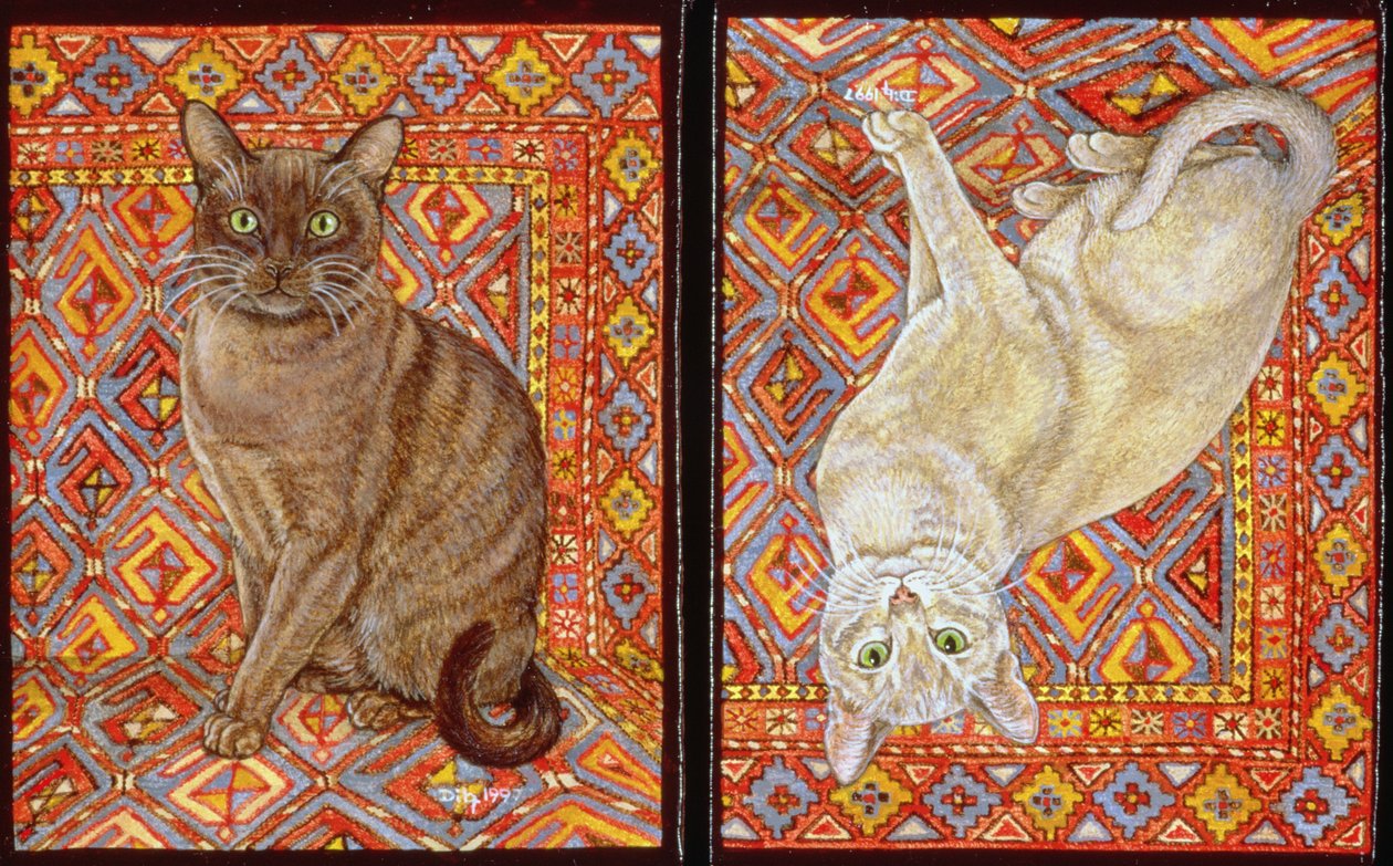 Burmesisk teppelapp, 1997 (akryl på panel) av Ditz