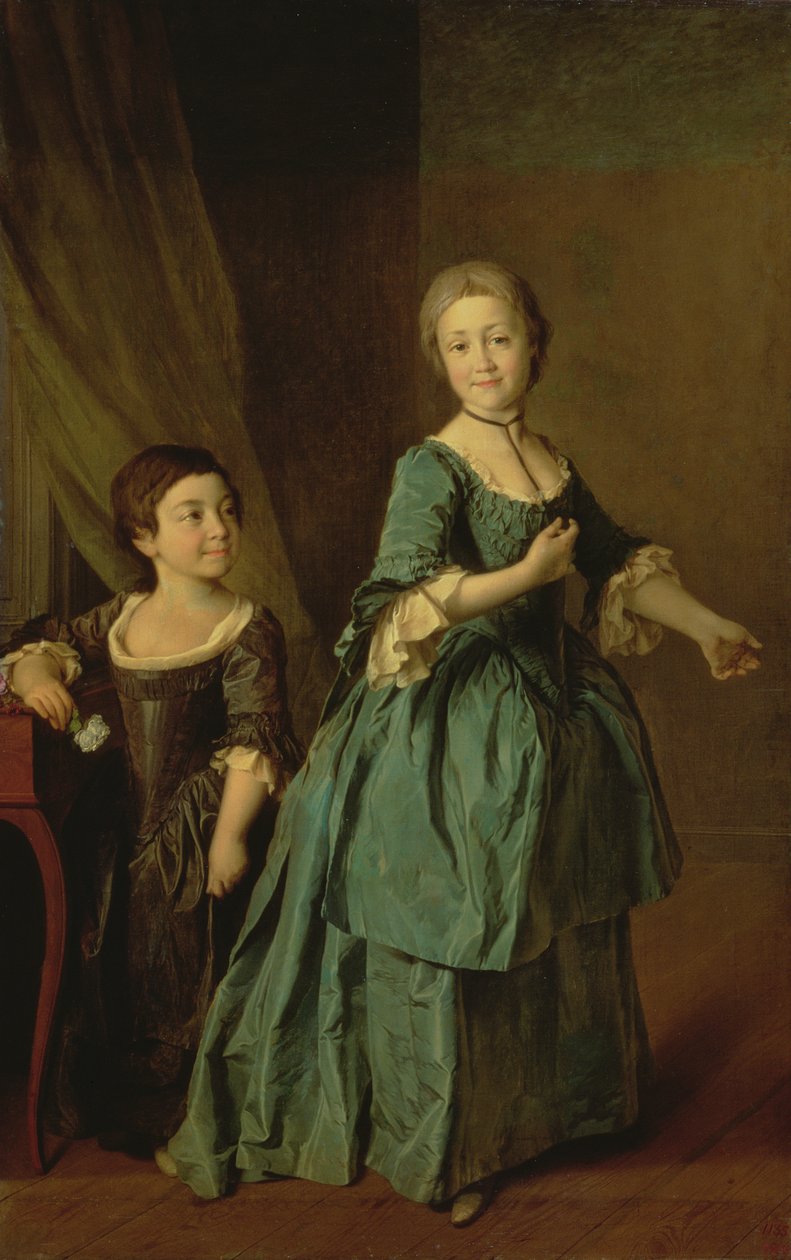 Portrett av Feodosia Rzhevskaya (1760-95) og Nastasia Davydova (f.1764) 1772 av Dmitri Grigorievich Levitsky