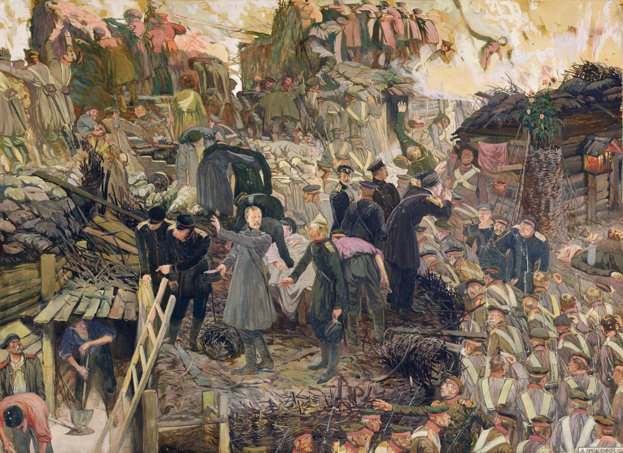Forsvaret av Sebastopol, 1910 (akvarell på papp) av Dmitri Nikolayevich Kardovsky
