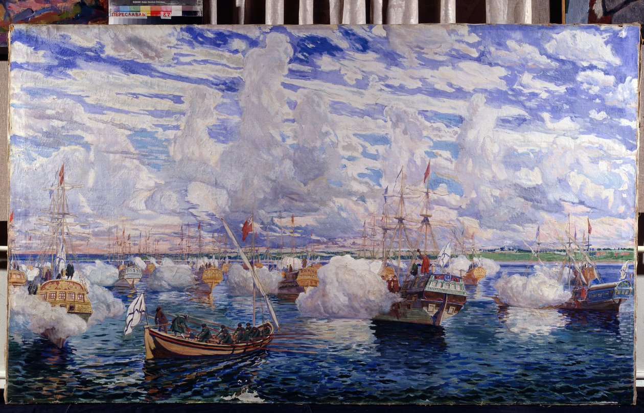 Flåten til Peter I av Russland (kjent som den store av Dmitri Nikolayevich Kardovsky