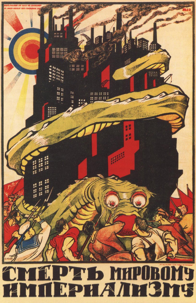 Plakat for verdensimperialismens død, 1920 av Dmitriy Stakhievich Moor