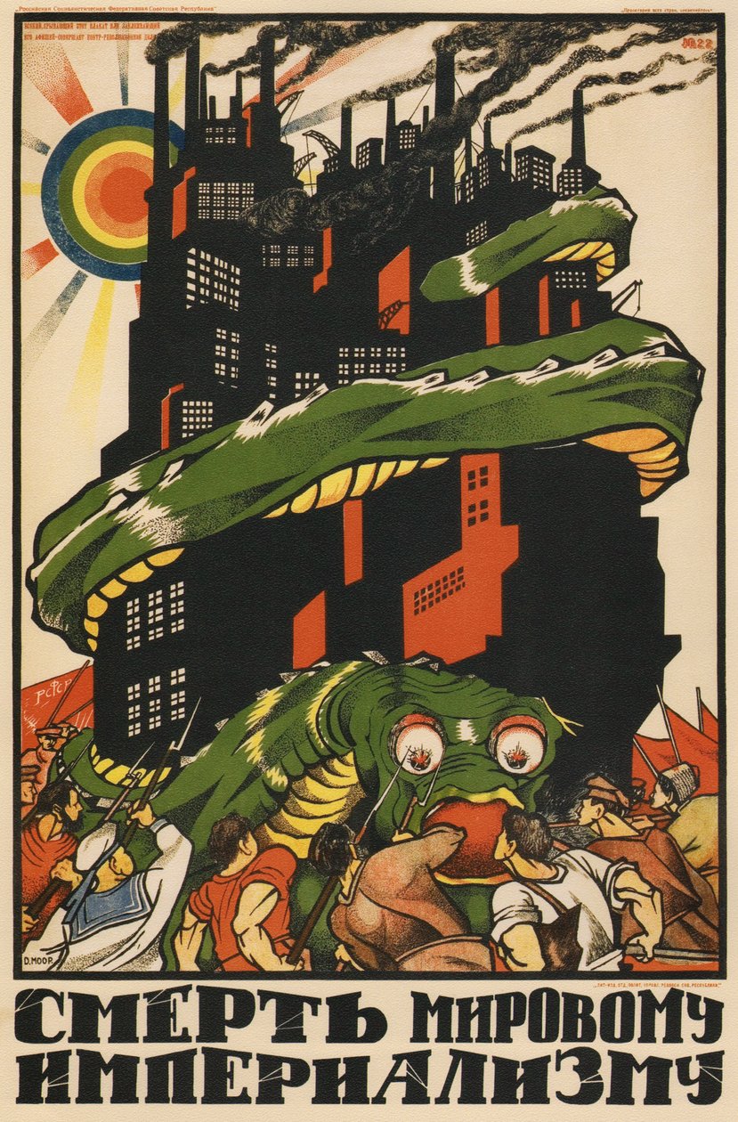 Plakat for verdensimperialismens død, 1920 av Dmitriy Stakhievich Moor