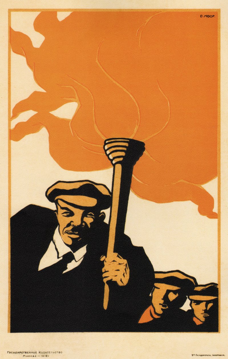 Lenin - Moor, Dmitri Stachievich (1883-1946) - 1919 - Fargelitografi - 38x25 - Det russiske statsbiblioteket, Moskva av Dmitry  Moor
