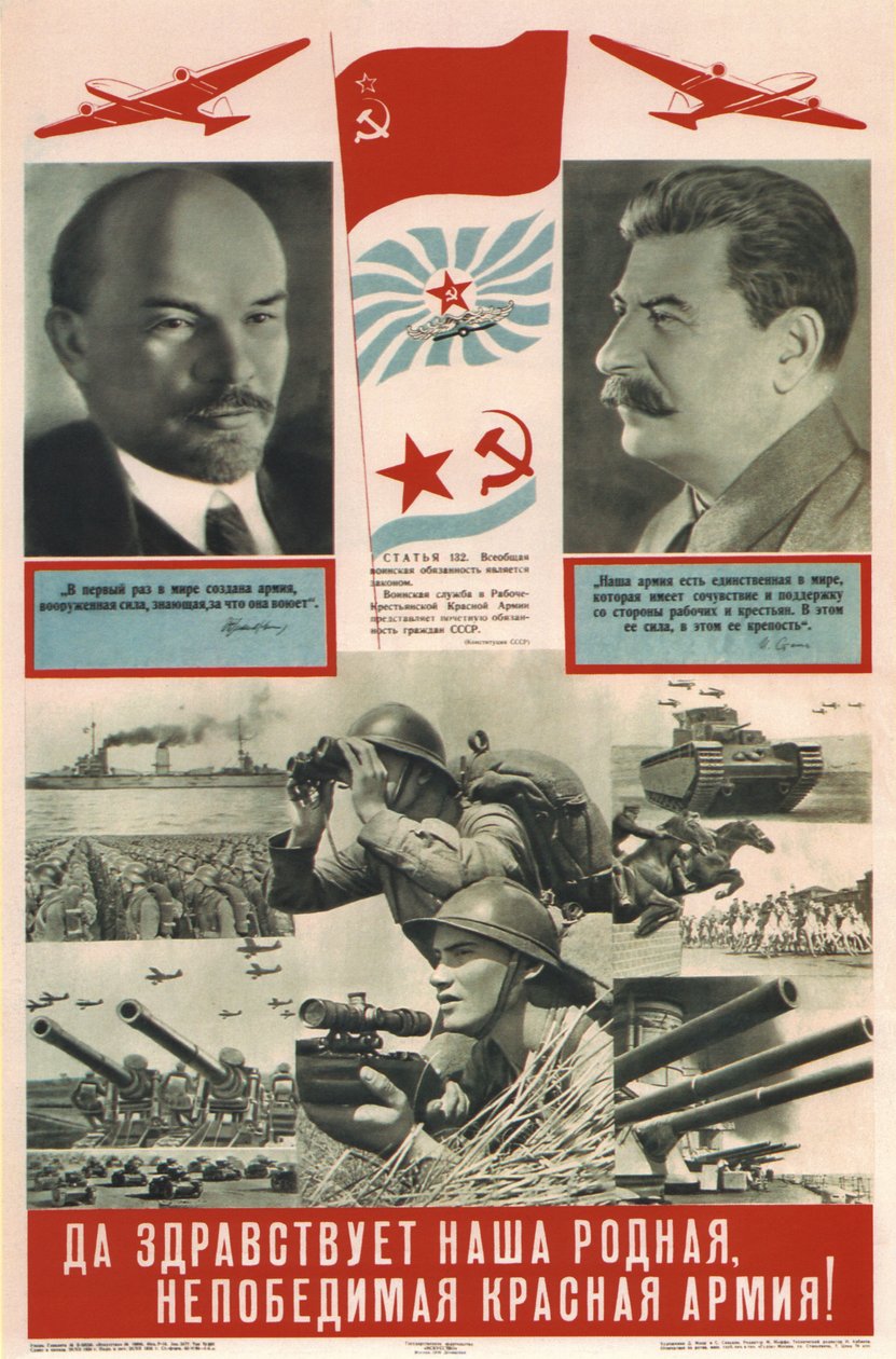 Lenge leve vår kjære og uovervinnelige røde hær! - Moor, Dmitri Stachievich (1883-1946) - 1939 - Fargelitografi - 95x62 - Det russiske statsbiblioteket, Moskva av Dmitry  Moor