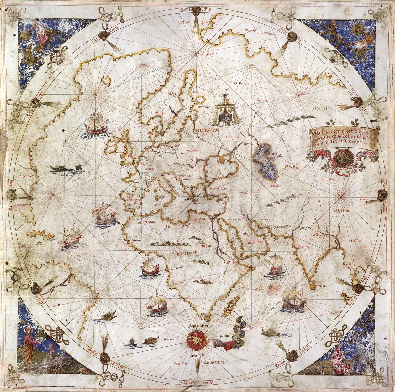 Portolan Kart over verden, 1519 av Dolfin Bonaldo