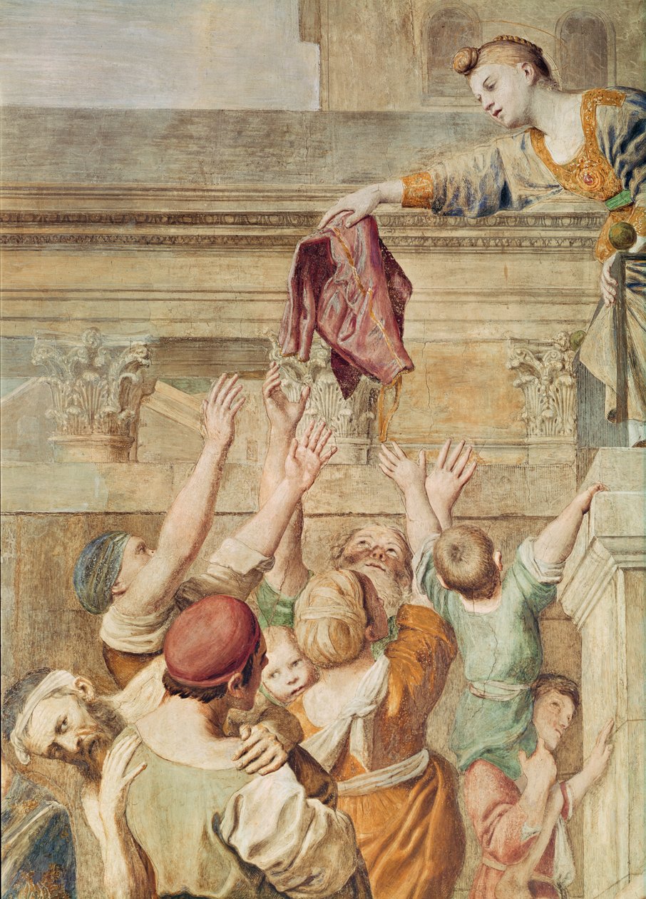 Detalj av St. Cecilia som distribuerer almisser, ca. 1612-15 (detalj av 438850) av Domenichino