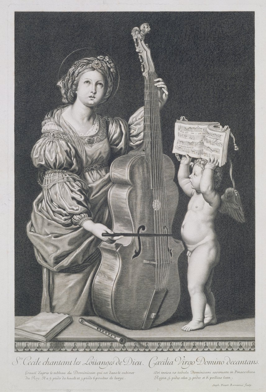 St. Cecilia synger Guds lovsang, gravert av Etienne Picart (1632-1721) av Domenichino