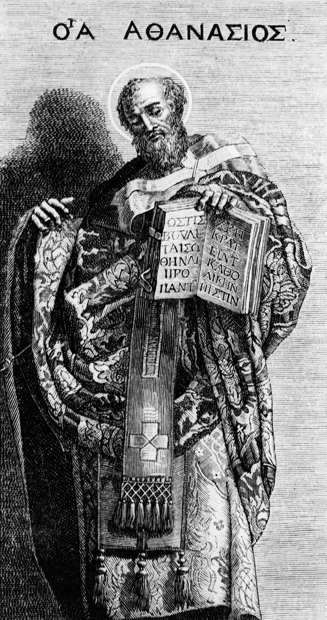 Athanasius av Alexandria (298-373) Kirkefar, gravering etter et maleri av Domenichino i kirken Grottaferrata av Domenichino