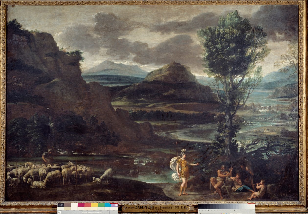 Herminie blant hyrdene Illustrasjon av en scene av "The Jerusalem delivree" (La gerusalemme liberata) av Torquato Tasso (kjent som kruset). Herminie dukker opp for gjetere som har på seg Clorindes rustning. Maleri av Domenico Zampieri (The Dominiquin av Domenichino