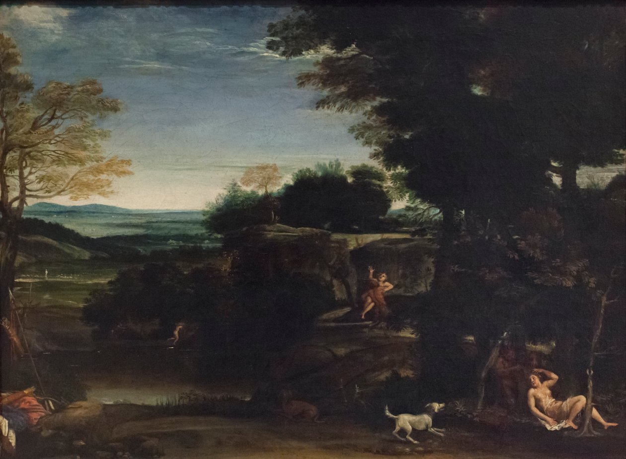 Landskap med Sylvia og en satyr av Domenichino (1581 1641)