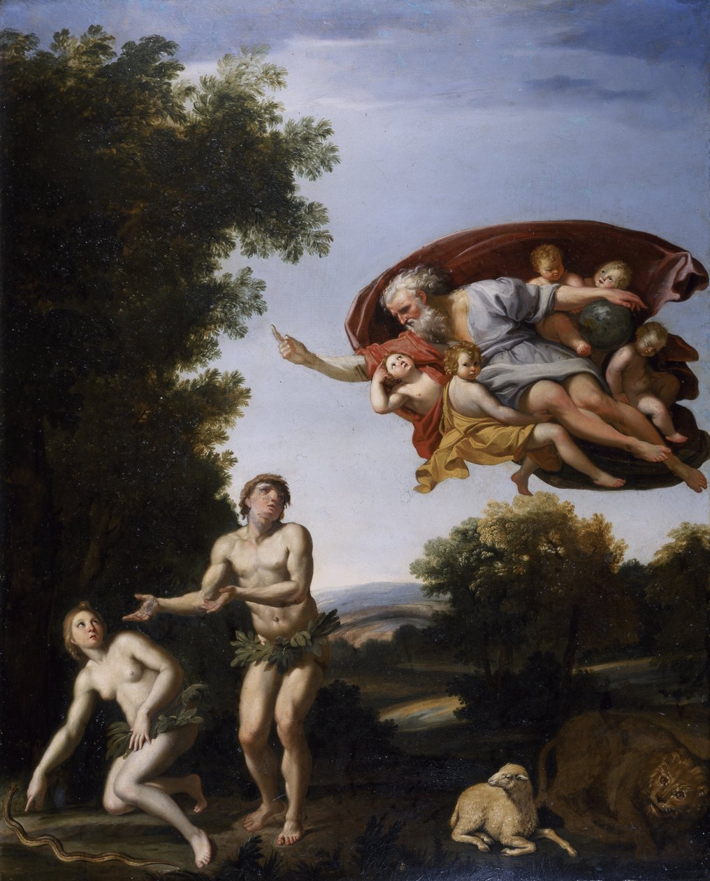 Utvisningen av Adam og Eva (olje på lerret) av Domenichino