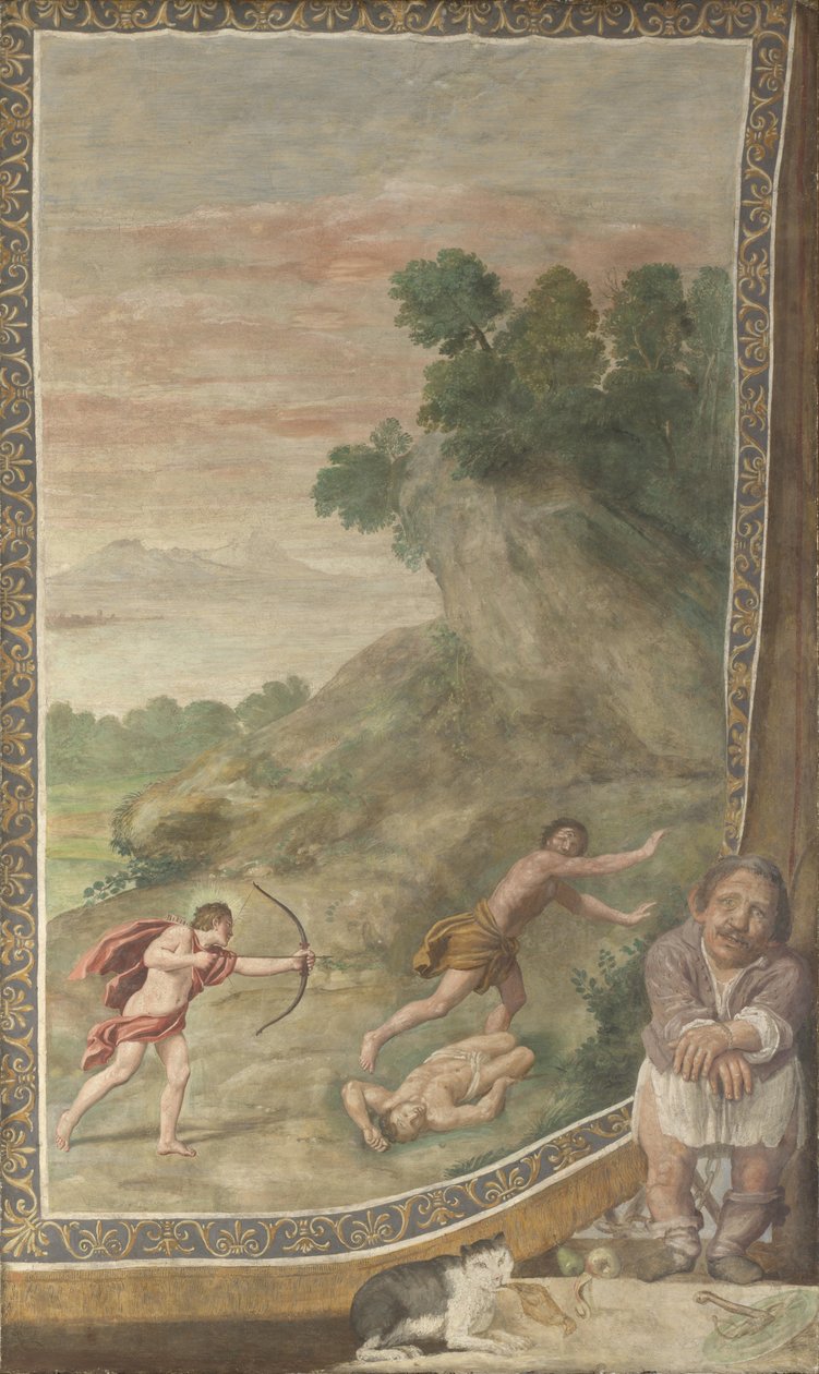 Apollo dreper kyklopfresken fra Villa Aldobrandini, 1617-1618 av Domenichino