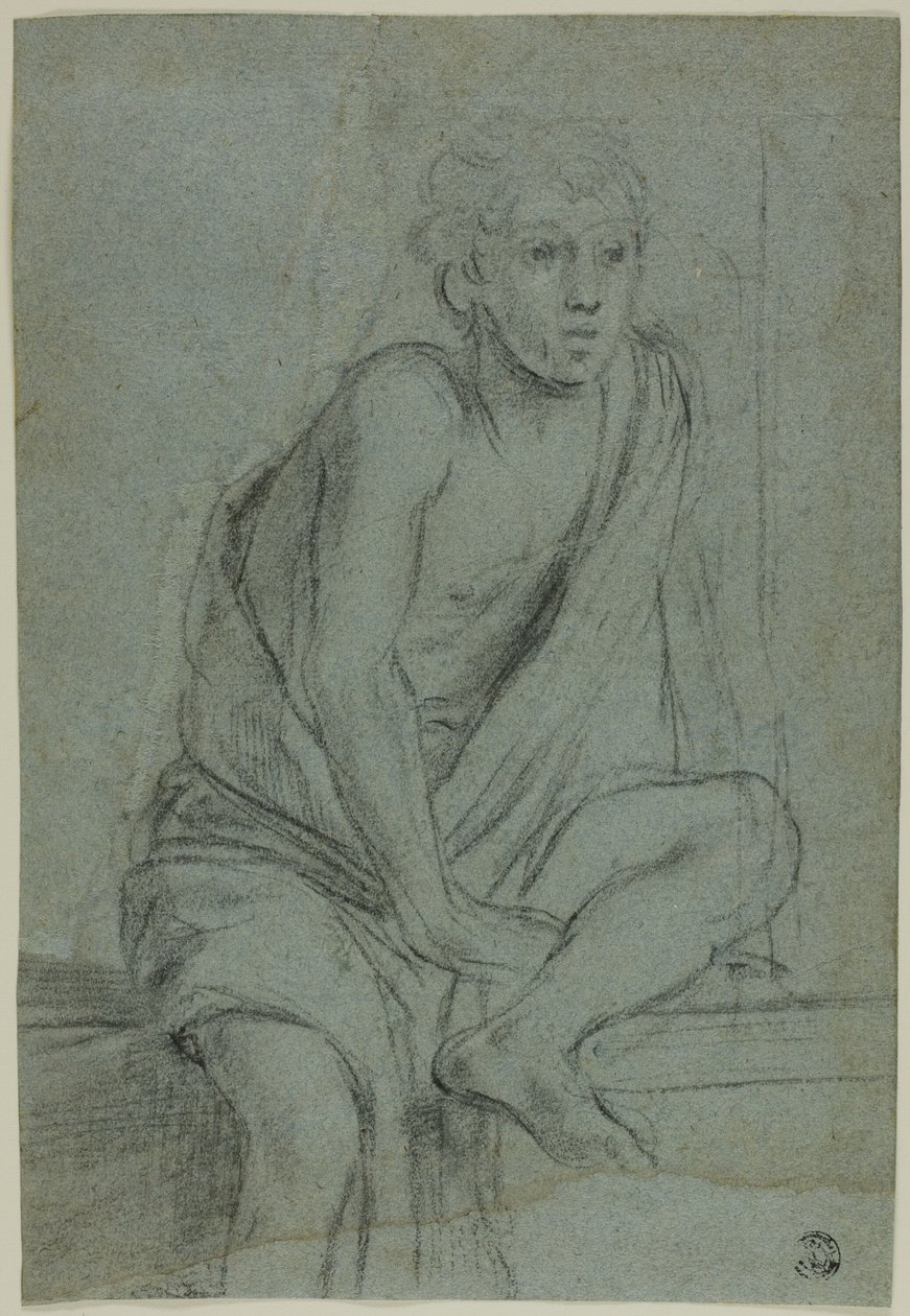 Sittende ungdom: Study for Flagellation of Saint Andrew av Domenichino