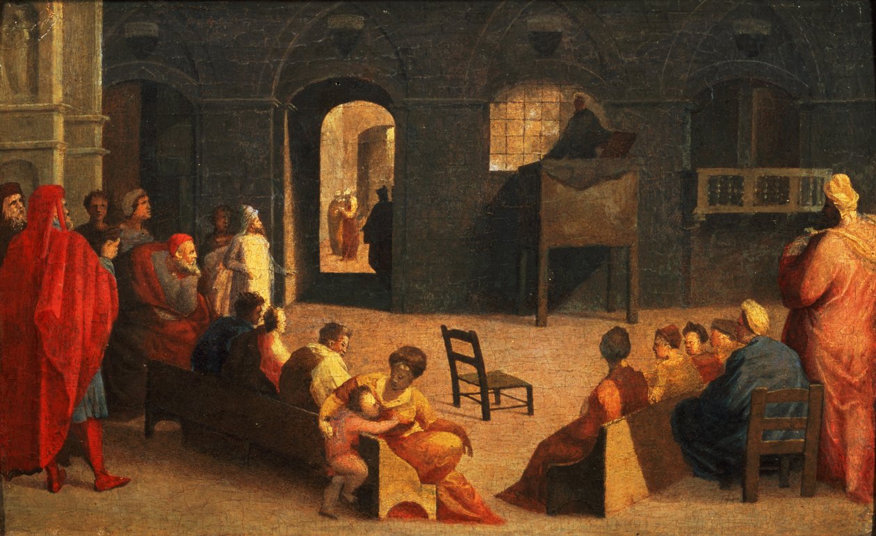 St Bernardino av Siena forkynner av Domenico di Pace Beccafumi  