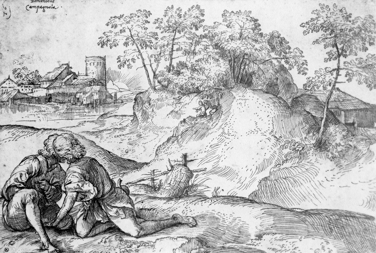 Ungdom i et landskap av Domenico Campagnola