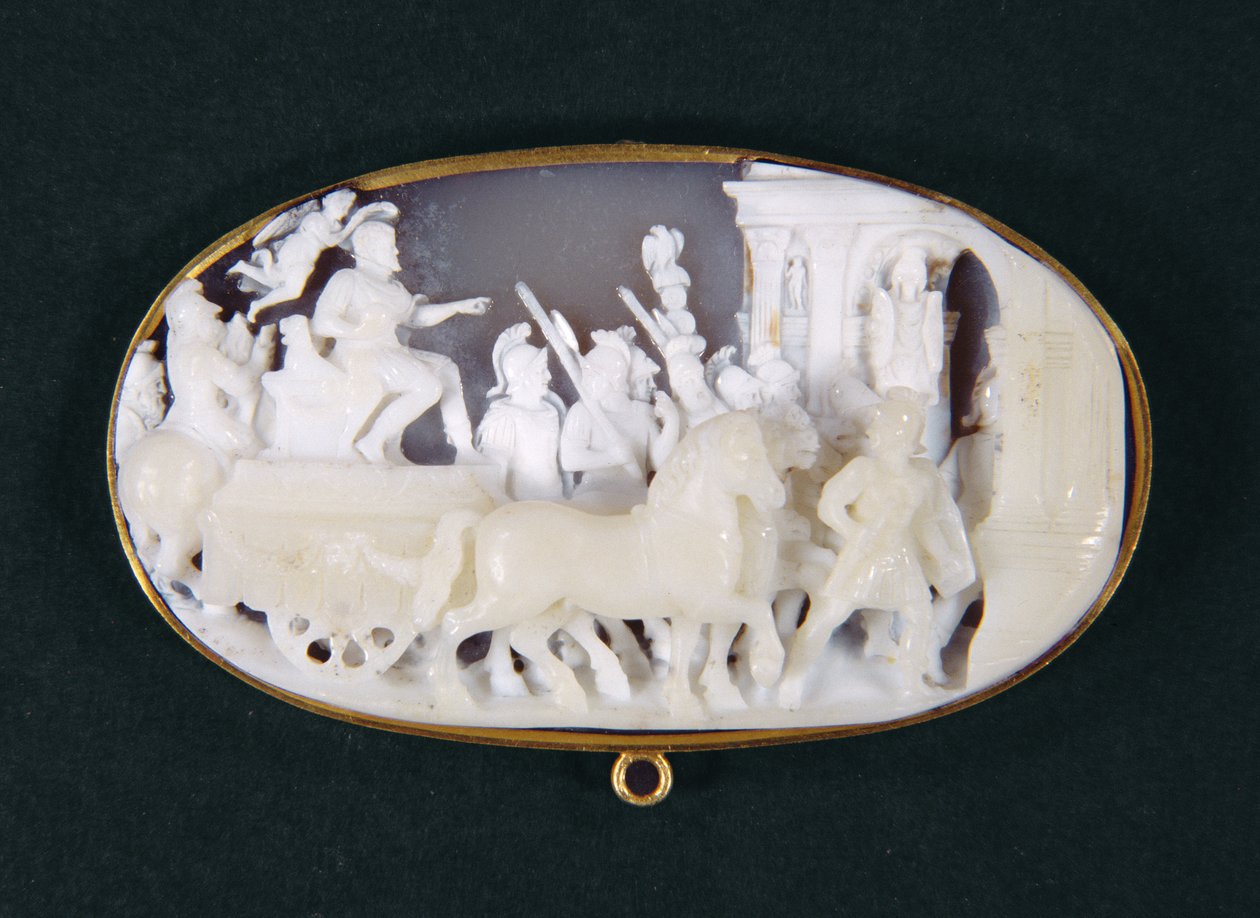 Ankomsten til Cosimo I de Medici (1519-74) i Siena, cameo, italiensk, 1500-tallet (kalsedon) av Domenico Compagni