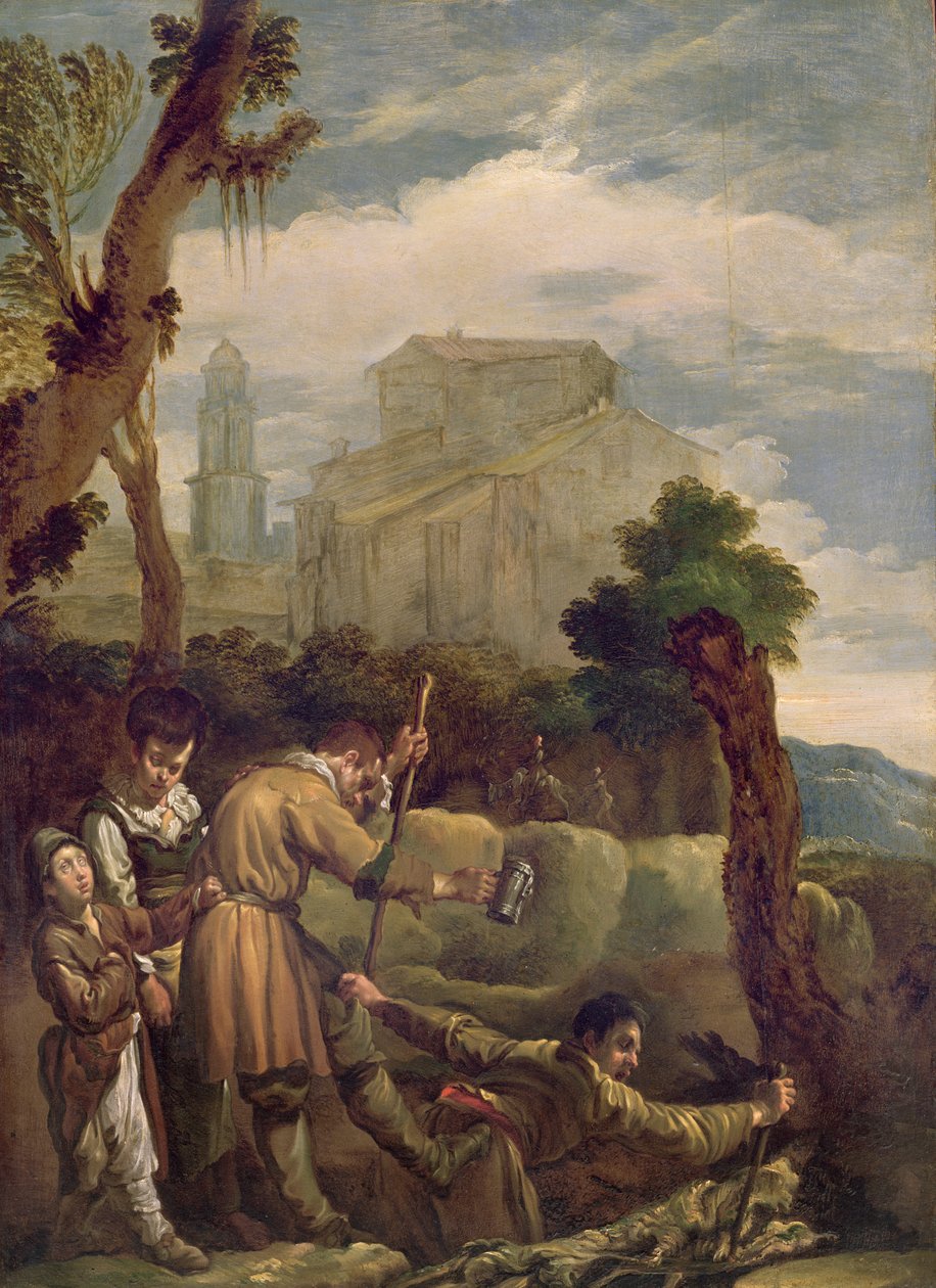 The Blind Leading the Blind, 1621-22 (panel) av Domenico Fetti or Feti
