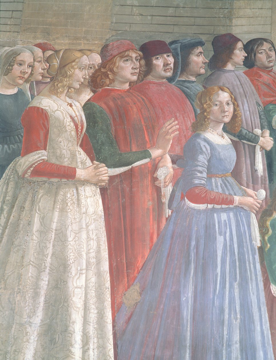 Florentinske tilskuere, fra Cycle of St. Francis, Sassetti Chapel, 1483 (detalj) (se også 60524) av Domenico Ghirlandaio