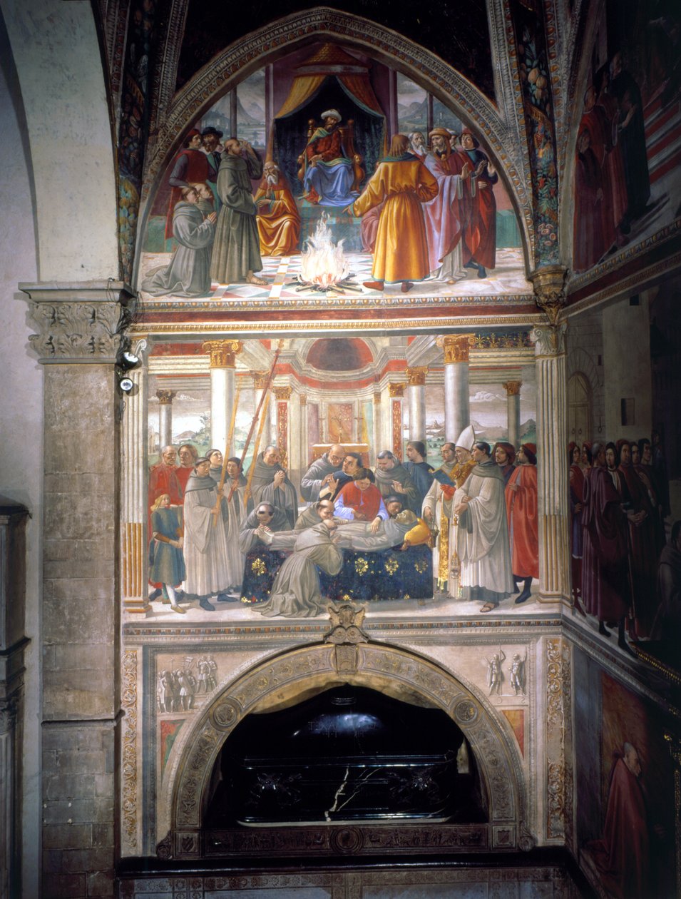 Rettssaken ved ild og St. Franciskus død, fra Life of St. Francis Cycle, 1480-85 av Domenico Ghirlandaio