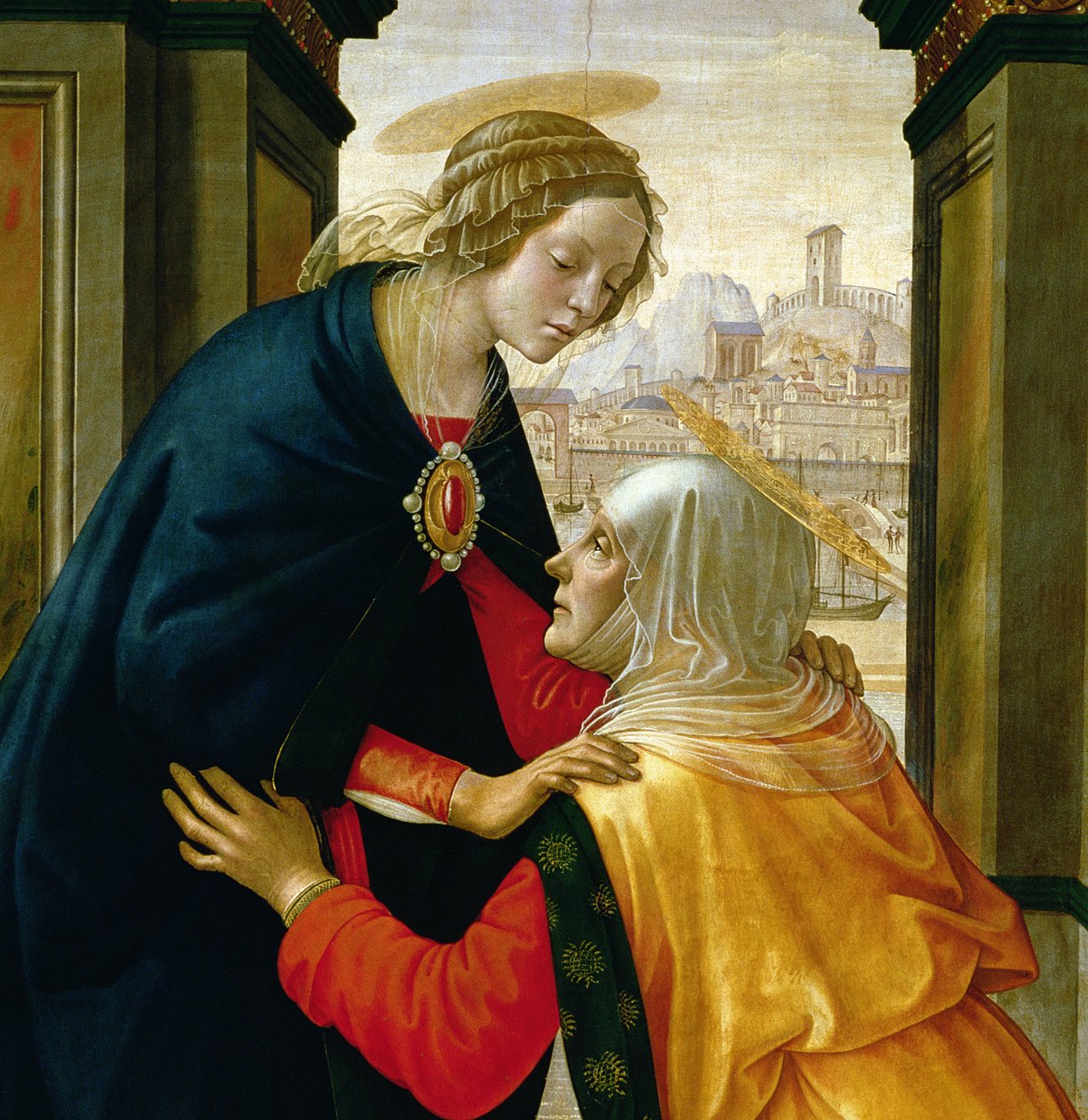 The Visitation, 1491 (tempera på panel) (detalj av 192460) av Domenico Ghirlandaio