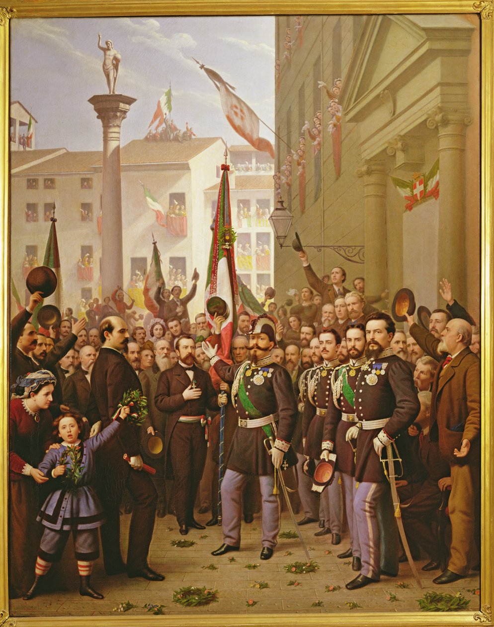 Victor Emmanuel II dekorerte flagget med gullmedaljen 10. juni 1848 i Vicenza av Domenico Peterlin