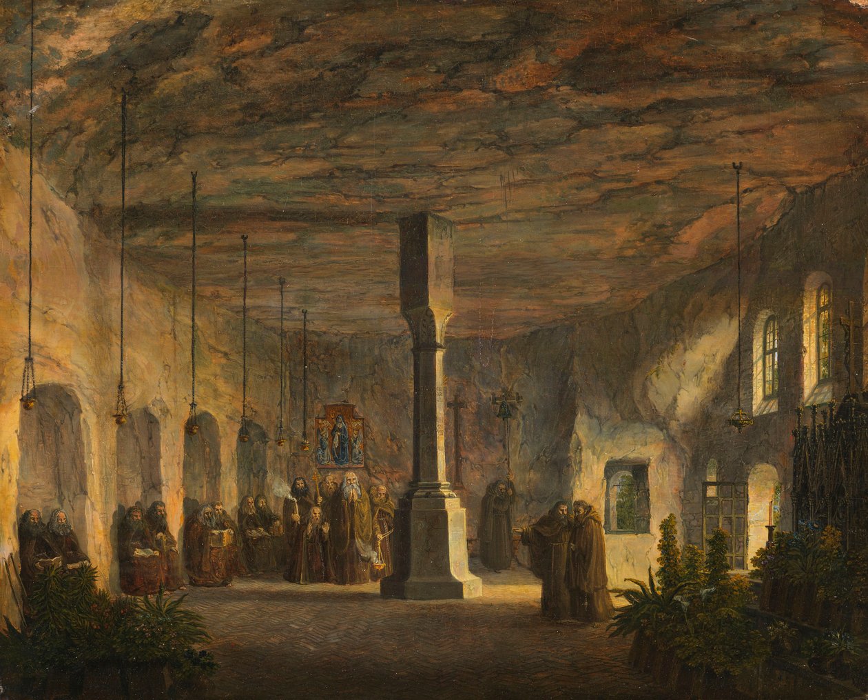 Innvendig utsikt over St. Maximus-kapellet i Salzburg (Petersfriedhof) av Domenico Quaglio the Younger
