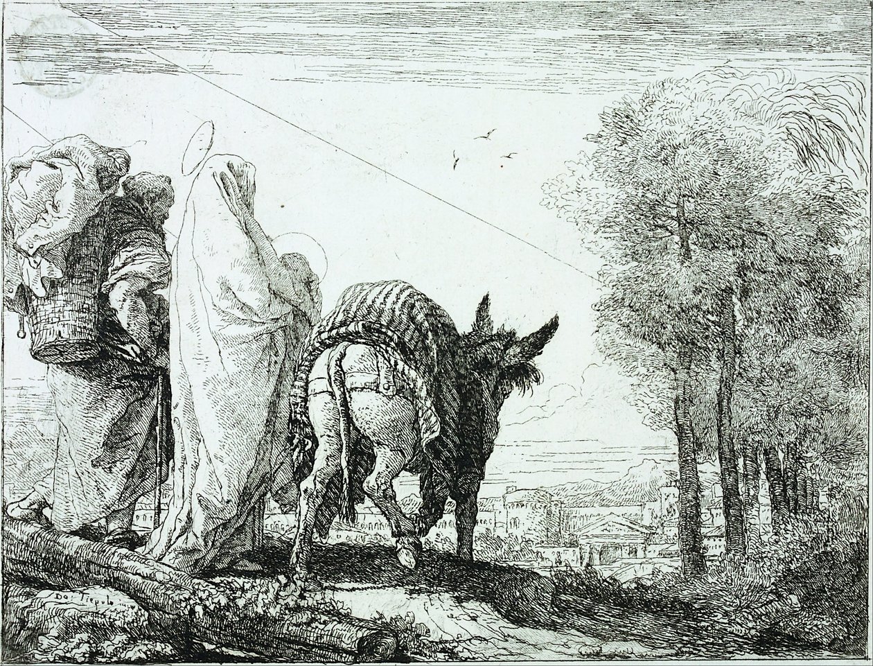 Flyet til Egypt av Domenico Tiepolo