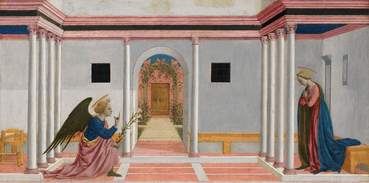 Bebudelsen, predella-panel fra St. Lucy-altertavlen, ca. 1442-48 (tempera på panel) av Domenico Veneziano