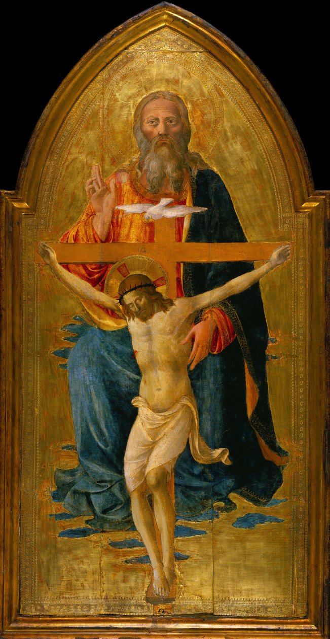 Hellig treenighet med hellige, ca. 1470-75 (tempera og bladgull på panel) av Domenico di Michelino