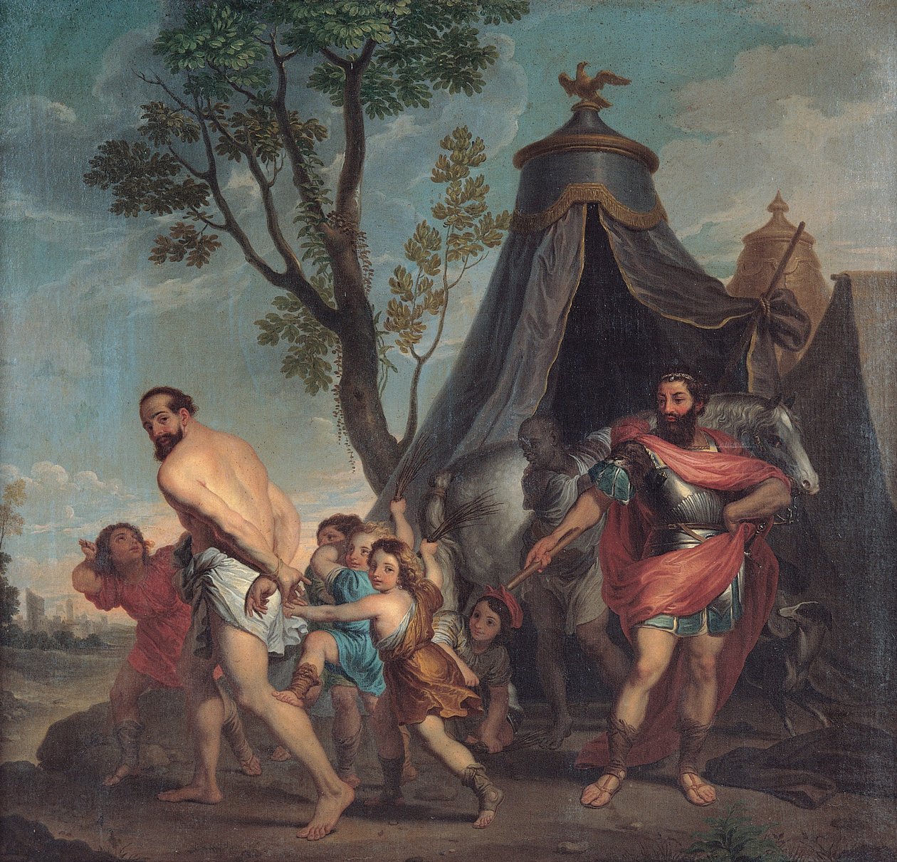 Camillus og skolemesteren i Falerii av Domenico Corvi