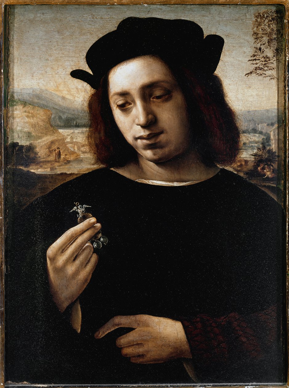 Portrett av mennesket, kjent som gullet - olje på lerret av Domenico Ghirlandaio