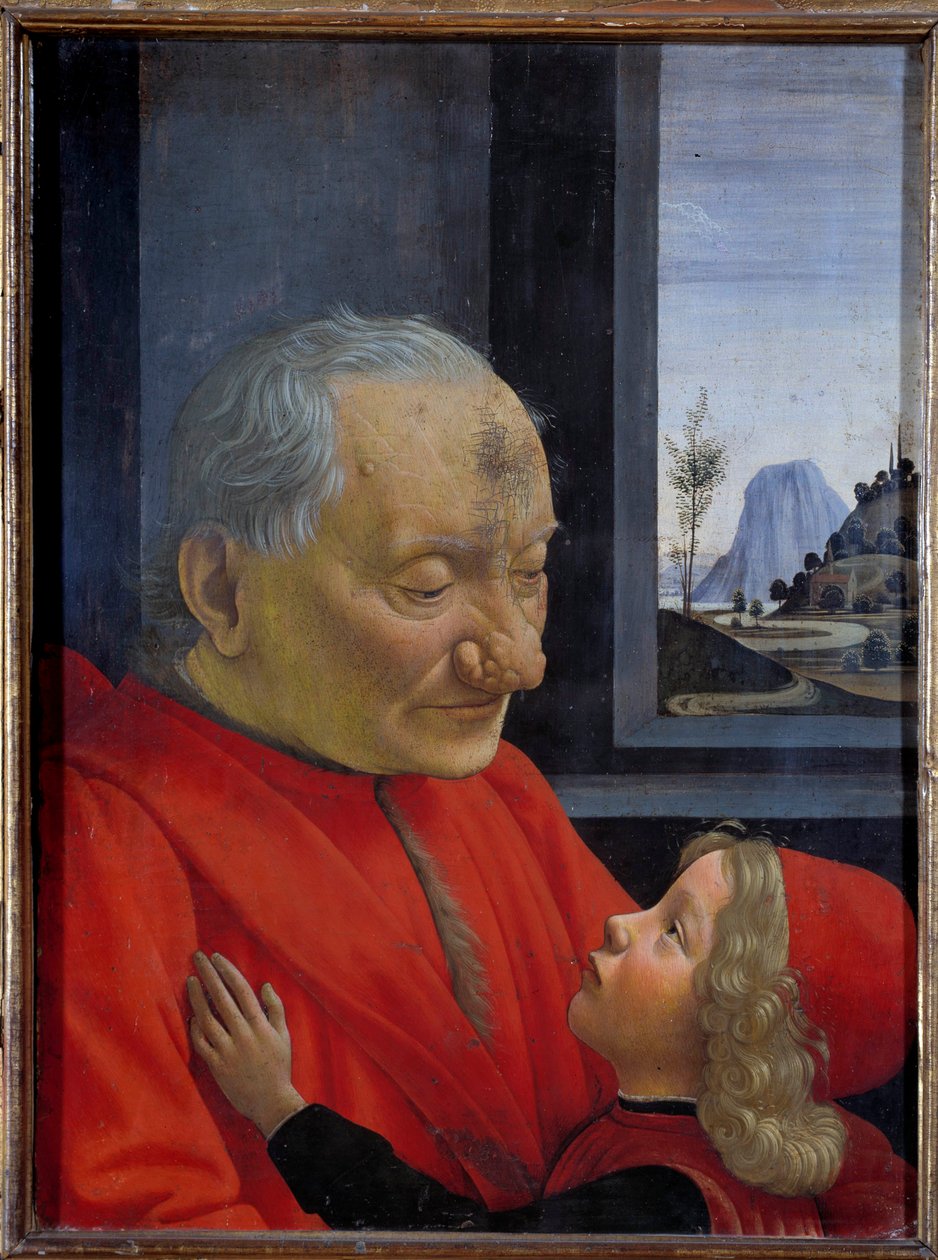 Portrett av en gammel mann og en ung gutt Maleri av Domenico Ghirlandaio (1449-1494) 1400-tallet Søn. 0,62x0,46 m - Portrett av en gammel mann og en ung gutt (også kalt An Old Man and His Grandson). Maleri av Domenico Ghirlandaio (1449-1494) 1400-tallet. av Domenico Ghirlandaio