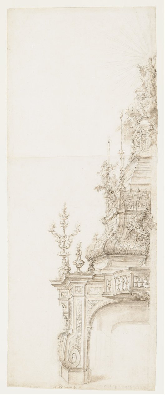 Design for en festlig dekorasjon til ære for en biskop av Domenico Antonio Vaccaro