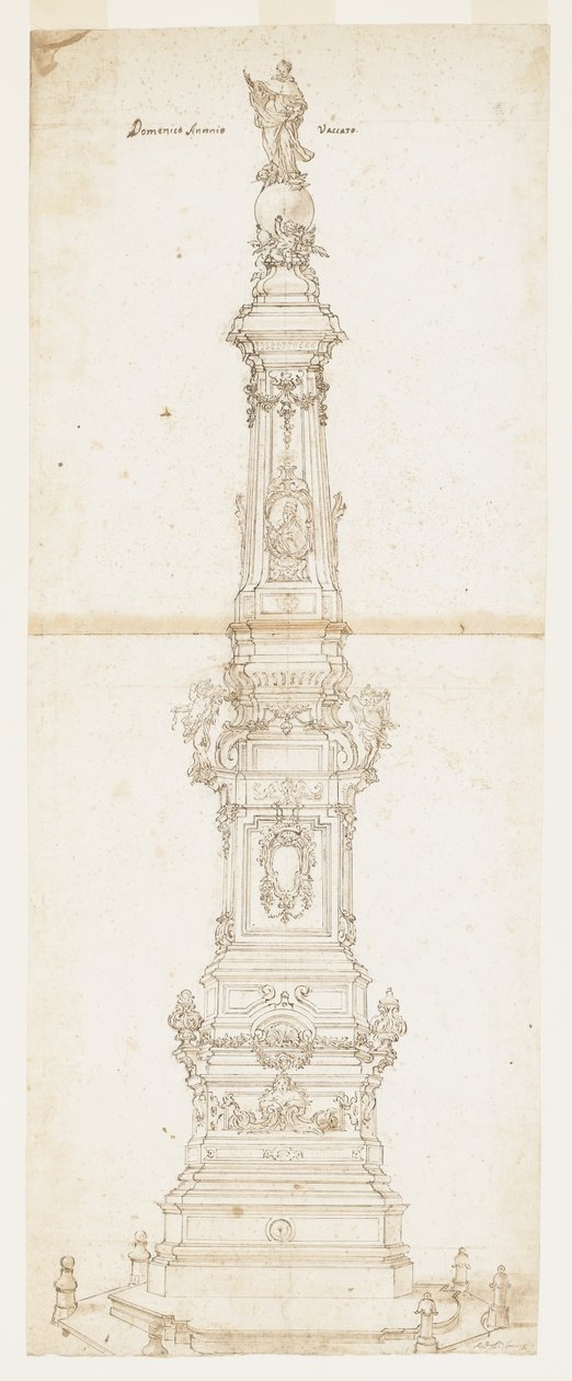 Design for Obelisken til St. Dominic, Piazza San Domenico Maggiore, Napoli av Domenico Antonio Vaccaro