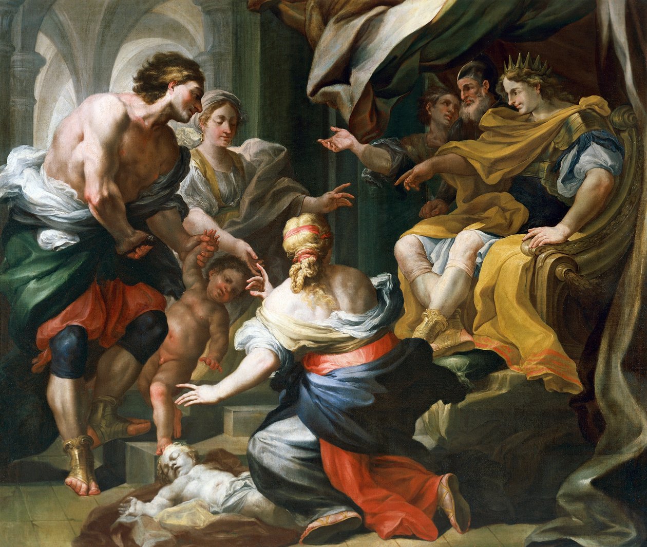 The Judgment of Solomon av Domenico Antonio Vaccaro (1678-1745), olje på lerret av Domenico Antonio Vaccaro
