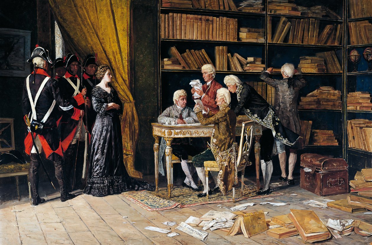 Søker i Eleonora Pimentels hus, maleri av Domenico Battaglia (1842-1921), olje på lerret av Domenico Battaglia