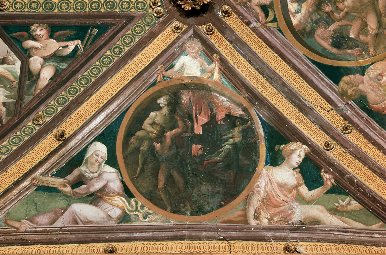 Enee redder Anchise fra Fire of Trojan Fresco av Domenico Beccafumi (1486-1551) av Domenico Beccafumi